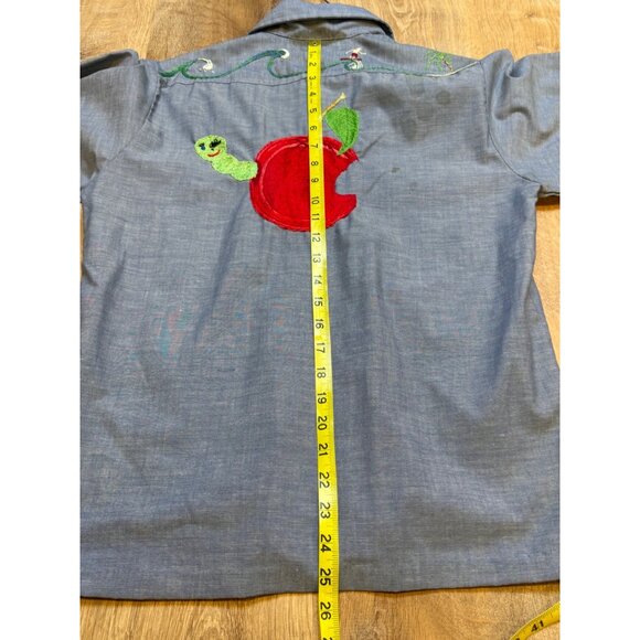 Vintage JC Penney Big Mac Cotton Chambray Sewn Button Up Shirt Art Deco Cottagec - Picture 11 of 11